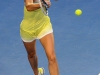 Maria Sharapova returns a forehand in her straight sets win over Venus Williams